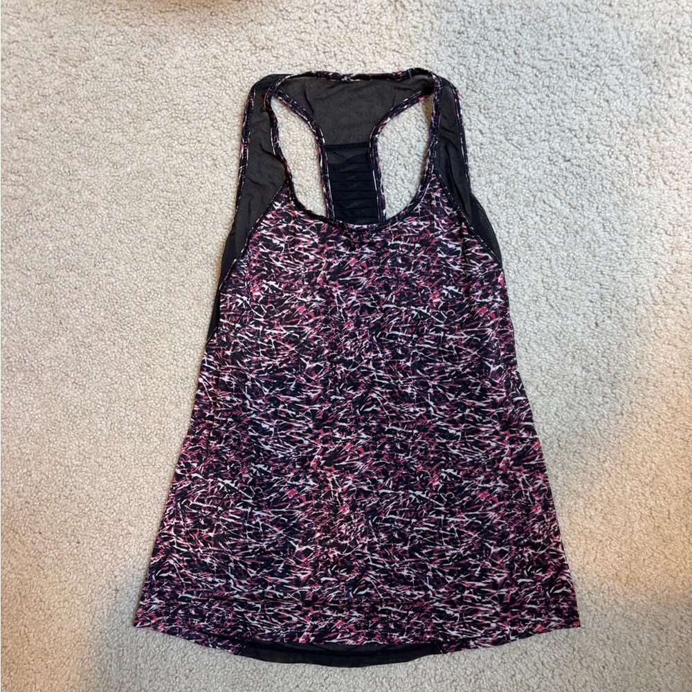 lululemon athletica Black and Pink Patterned Tank Top